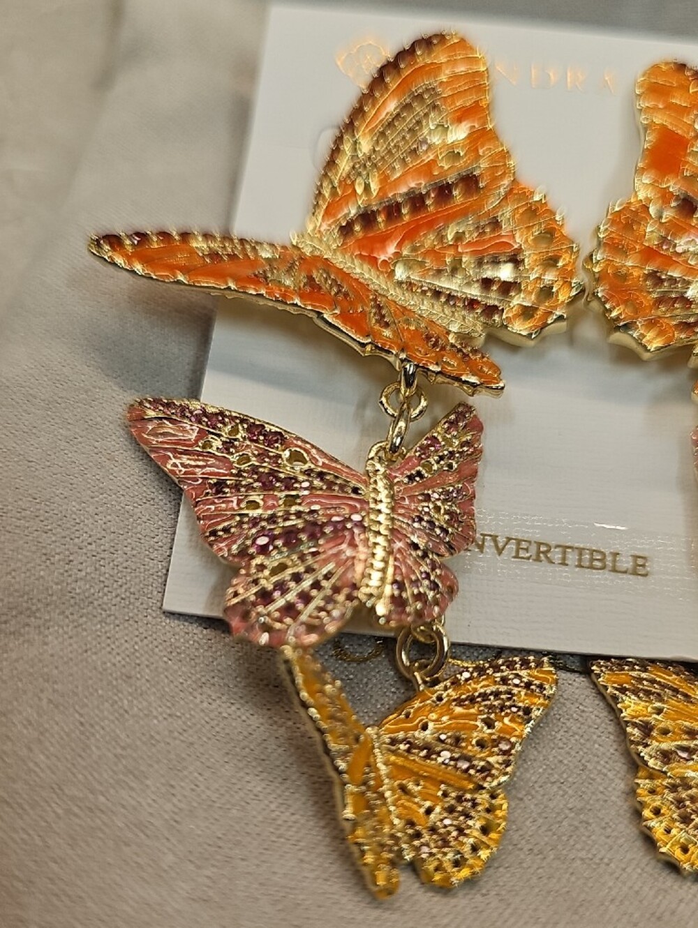 Kendra Scott Orange, Pink & Yellow Butterfly Cascade Earrings - Picture 3 of 5
